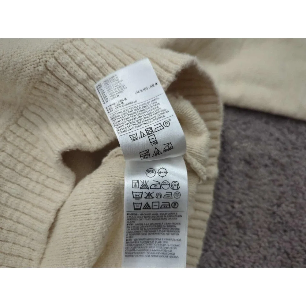 Gap‎ Sweater Mens Medium Beige Pullover Hoodie Long Sleeve 100% Cotton Knit